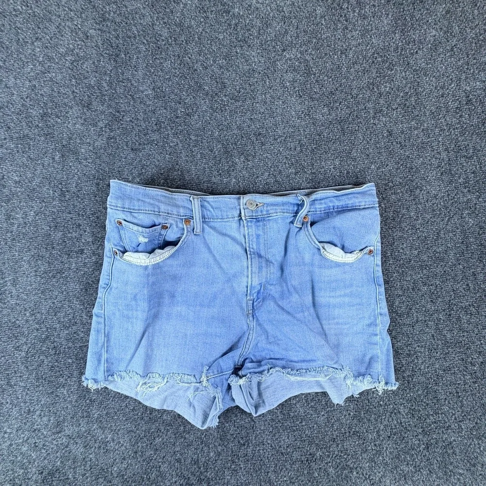 Levi's Cut Off Shorts Womens 32x3 Blue Light Wash Denim Cotton Stretch High Rise